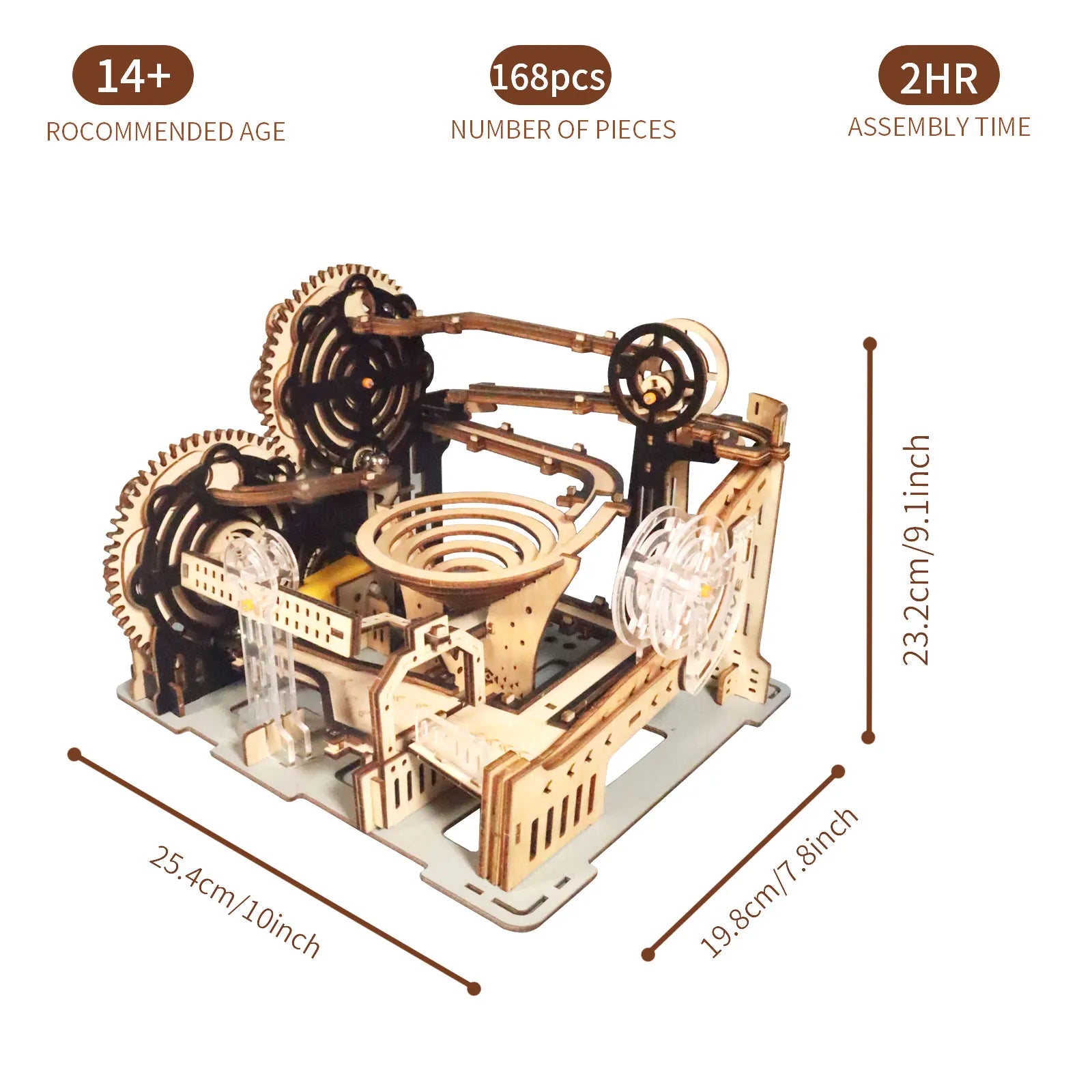 Electric Wooden Marble Run Puzzle with Motor Lift